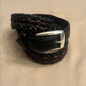 Brighton Black and Brown Braided Belt with Silver Buckle